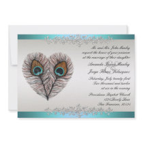 Teal Peacock Wedding Invitation