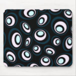 Teal & Pink Offset Retro Ovals Mouse Pad