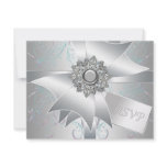 Teal Pink Swirl Pearl White RSVP Cards Custom Invitations
