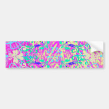Teal Pink Vibrant Swirl Abstract Girly Collage Bumper Sticker