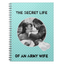 Teal Polka Dots and Dog Tags Frame Notebook notebooks