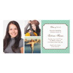 Teal preppy polka dot graduation announcement photo card template