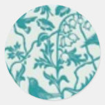 Teal Print - Add Words to Customize Round Stickers