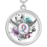 Teal Purple Pink Ribbon And Wings Thyroid Cancer Custom Jewelry