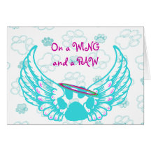 Teal Purple Wing & Paw Groomers Greeting Card