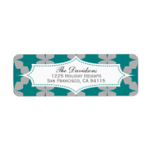 Teal Retro Star Address Label