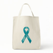 Teal Ribbon Canvas Bags
