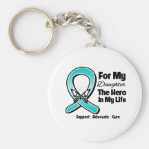 Teal Ribbon For My Hero My Daughter Keychain
