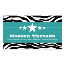 Teal Sassy Star Zebra Print Business Card