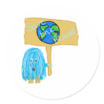Teal Save The Planet Stickers