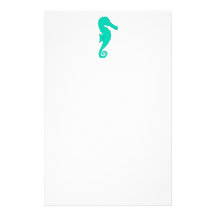Teal Seahorse Custom Stationery