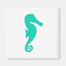 Teal Seahorse Refrigerator Magnet