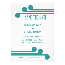 Teal Simple Deco Chic Save the Date Invite