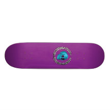 Teal Skull by Keren Richter Skate Boards