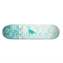Teal Snow Skiing Skate Board Deck