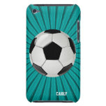 Teal Starburst Soccer Ball Custom iPod Touch Case