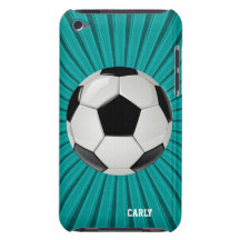 Teal Starburst Soccer Ball Custom iPod Touch Case