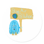 Teal stop air pollution stickers
