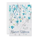 Teal Streamers Sweet Sixteen Party invitations