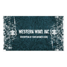 Teal Tooled Leather and Lace Business Card