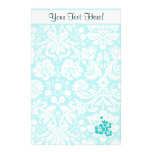Teal Tropical Flowers Customized Stationery