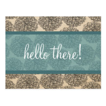 Teal Vintage Zinnia Postcard