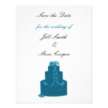 Teal Wedding Cake Save the Date Invitation
