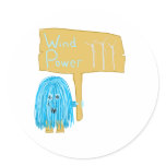 Teal wind power stickers