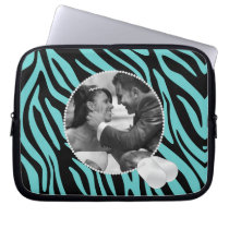 Teal Zebra and Dog Tags Photo laptop sleeve laptop sleeves