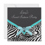 Teal Zebra Sweet 16  Birthday Party