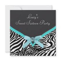 Teal Zebra Sweet 16  Birthday Party