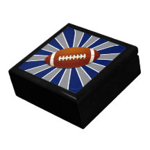 Team Colours Blue and Silver Retro Football Keepsake Box