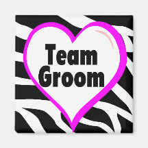 Team Groom (Heart Zebra Print) Refrigerator Magnets