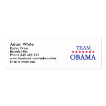 Team Obama 2012 Business Cards