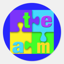 Team Puzzle Round Sticker
