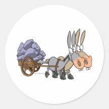 teamwork donkeys mules cartoon round sticker