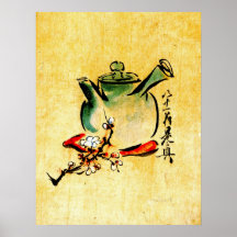 Teapot and Cherry Blossoms 1825 Poster