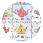 Teapot Flower Sampler Round Sticker