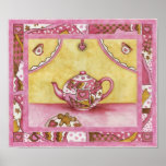 Teapot Gingerbread Country Quilt Art Poster
