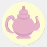 Teapot Pink and Yellow Round Stickers