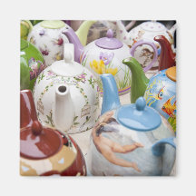 Teapots on sale in Leipzig, Germany Refrigerator Magnet