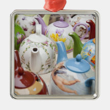 Teapots on sale in Leipzig, Germany Ornament