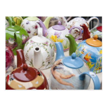 Teapots on sale in Leipzig, Germany Postcards