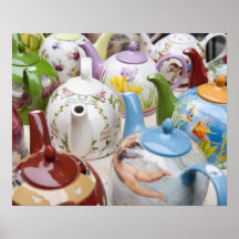 Teapots on sale in Leipzig, Germany Poster