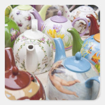 Teapots on sale in Leipzig, Germany Square Stickers