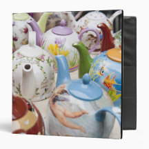 Teapots on sale in Leipzig, Germany Vinyl Binder