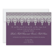 Tear Drop Lace, Purple & Grey - Wedding Invite