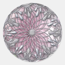 Teardrop Jewelled Silver/Pink Sticker