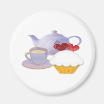 Teatime with Cupcakes heart Refrigerator Magnet