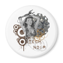 Tech noir pulp steampunk dame refrigerator magnets